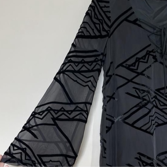 REVOLVE Lace-up Velvet Sheer Shift Dress | LBD - Picture 4 of 7